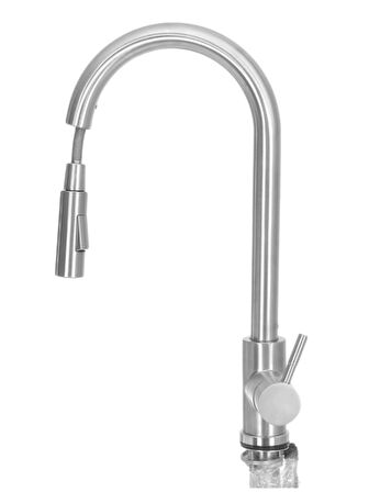 Spiralli Fonksiyonel Başlıklı Mutfak Evye Bataryası İnox