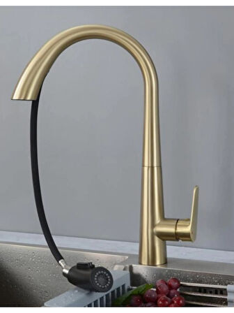 Gizli Spiralli Mutfak  Evye Bataryası Mat-Gold