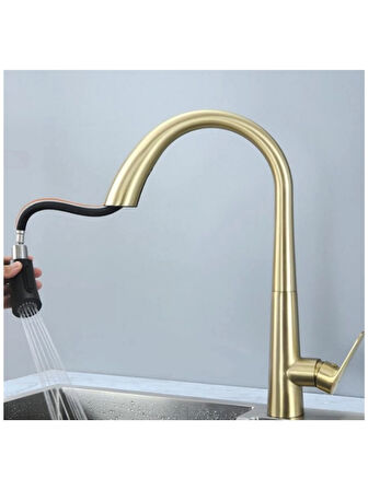 Gizli Spiralli Mutfak  Evye Bataryası Mat-Gold