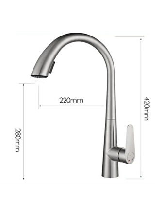 Gizli Spiralli Mutfak  Evye Bataryası Antrasit