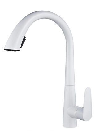 Gizli Spiralli Mutfak  Evye Bataryası Beyaz