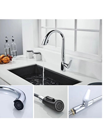 Gizli Spiralli Mutfak  Evye Bataryası Gümüş