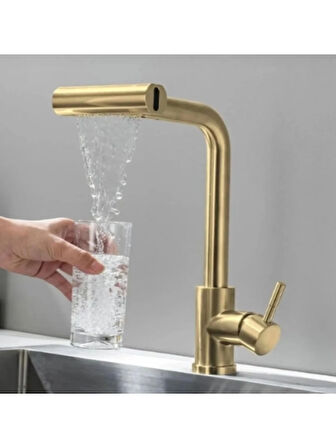 Fonksiyonel Başlıklı Spiralli Mutfak Bataryası Mat Gold