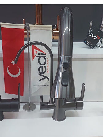 Yedi Yapı Antrasit Spiralli Arıtmalı Mutfak Evye Bataryası  