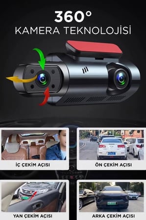 Özel Seri Teknoloji Trafik Donanım Araç İçi Kamera Gece Görüşlü 1296P TA03 Siyah