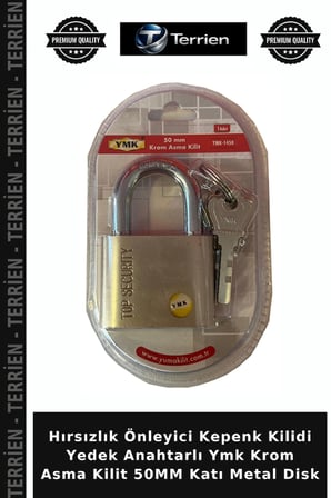 Hırsızlık Önleyici Kepenk Kilidi Yedek Anahtarlı Ymk Krom Asma Kilit 50MM Katı Metal Disk