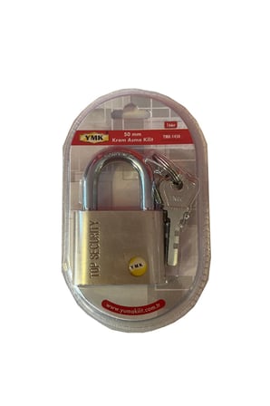 Hırsızlık Önleyici Kepenk Kilidi Yedek Anahtarlı Ymk Krom Asma Kilit 50MM Katı Metal Disk
