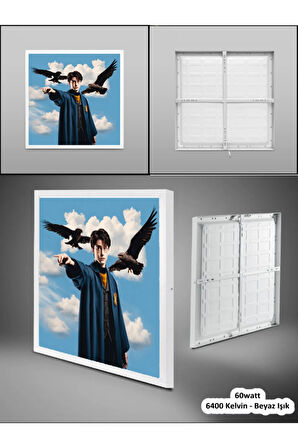 Çocuk odası Harry Potter Avize, 60x60 led panel, 60w beyaz ışık, modern led avize, yapay zeka avize