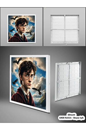 Çocuk Odası Harry Potter Avize, 60watt homojen tavan lambası, kolay montaj, modern 60x60 kare, beyaz