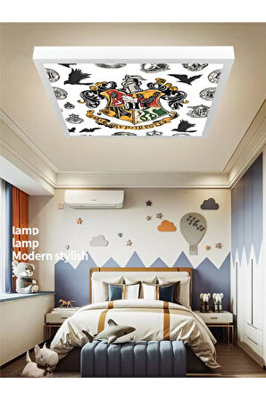 Harry Potter Ledli Çocuk Odası Avize, 60watt, beyaz ışık, 60x60 modern kare, genç odası avize, YENİ