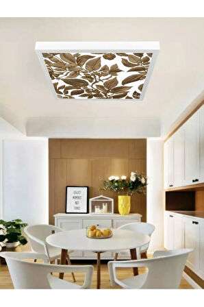 Modern salon avize, 60cm kare , led tam 60watt, doğal ışık, Gold Uv baskı led panel ev aydınlatma,