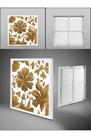 Yaprak Desenli Led Avize, 60x60 led panel armatür, 60watt, beyaz ışık, gün ışığı tercihe bağlı lamba