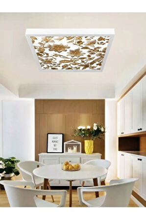 Yaprak desenli modern led avize, 60x60 salon tipi ev avize, 60watt beyaz ışık, modern lüks avize,