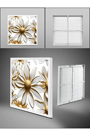 3d Papatya baskı gold avize, 60x60 led ısık, beyaz aydınlatma, 60watt, modern ev avize, tavana model