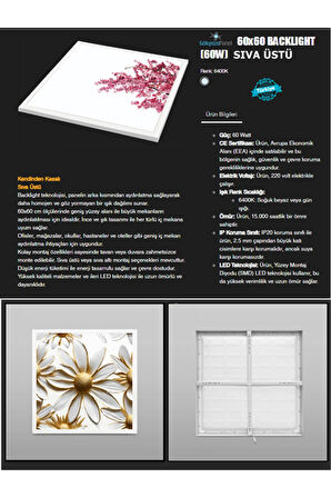 3d Papatya baskı gold avize, 60x60 led ısık, beyaz aydınlatma, 60watt, modern ev avize, tavana model
