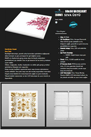 Gold desenli yaprak avize, 60watt beyaz ışık, led 60x60 armatür, ev salon lambası, trend ürün avize,