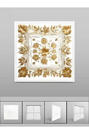 Gold desenli yaprak avize, 60watt beyaz ışık, led 60x60 armatür, ev salon lambası, trend ürün avize,