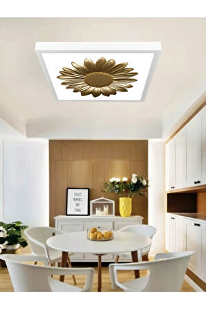 Gold Papatya Avize, 60x60 kare modern led tavan aydınlatma, 60watt beyaz ışık avize, ev tavan lamba