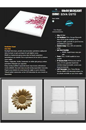 Gold Papatya Avize, 60x60 kare modern led tavan aydınlatma, 60watt beyaz ışık avize, ev tavan lamba