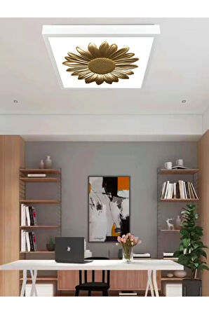 Gold Papatya Avize, 60x60 kare modern led tavan aydınlatma, 60watt beyaz ışık avize, ev tavan lamba