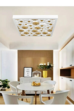 Papatyalar Avize, Modern uv baskı led salon avize, 60watt beyaz ışık lüks tavana model lamba, 60x60