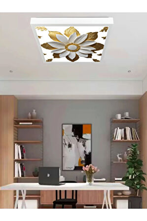 3d papatya led avize, salon avize modelleri, 60x60 kare estetik görünüm, 60watt güçlü ışık doğal led