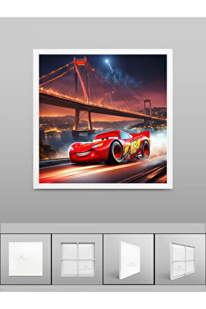 Şimşek Mcqueen Avize, 60x60 Çocuk Odası Avize,60watt, Yapay Zeka Tasarım Avize, Mcqueen İstanbul