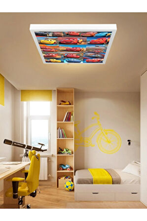 Şimşek Mcqueen Avize, 60x60 Çocuk Odası Avize, 60watt, estetik kare, Yapay Zeka Tasarım Avize,Galeri