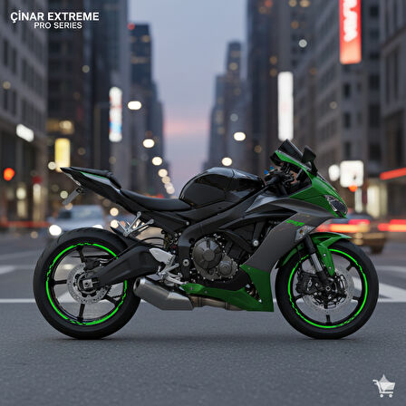 Çınar Extreme PRO Serisi Floresan Neon Yeşil Motor Jant Sticker Seti | 16"-17"-18" İç-Dış Jant Şerit Takımı | Suya ve Güneşe Dayanıklı 