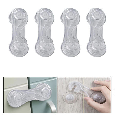 Microcase Plastik Kendinden Yapışkanlı Bebek Eşya Pencere Dolap Kapı Çekmece Kilidi - AL4540 4 Adet