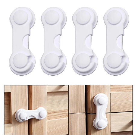 Microcase Plastik Kendinden Yapışkanlı Bebek Eşya Pencere Dolap Kapı Çekmece Kilidi - AL4540 4 Adet