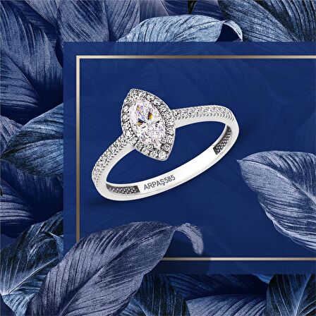 Kolları Taşlı Markiz Altın Yüzük 14 Ayar