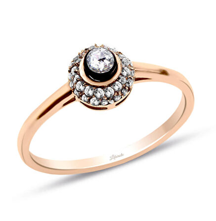 Elmas Motifli 14 Ayar Tektaş Yüzük