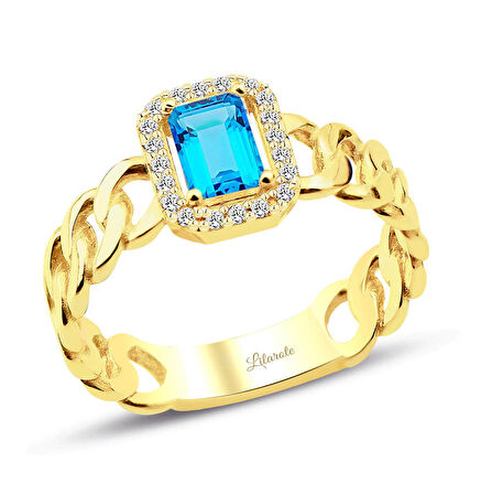 Halkalı Aqua Baget Yüzük İtalyan Tasarım
