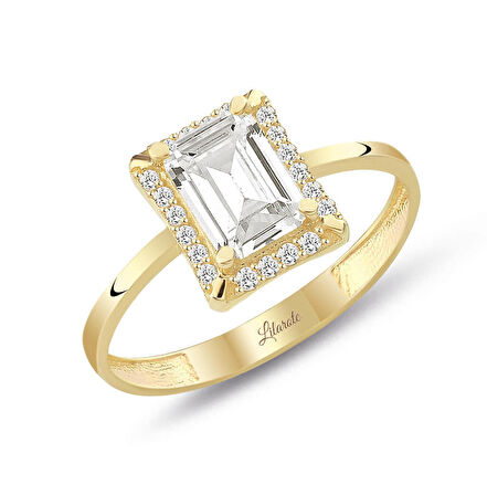 Kare Taşlı Modern Tasarım Altın Yüzük