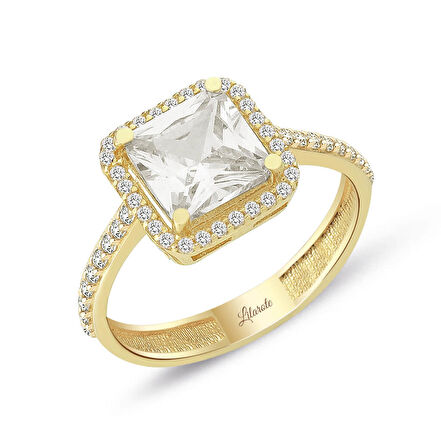 Kare Taşlı Altın Yüzük