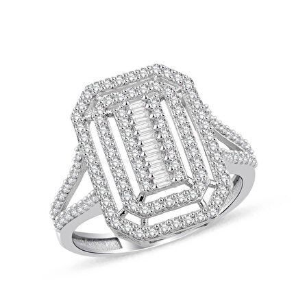 Çift Sıra Sekiz Bagetli İki Kol Altın Yüzük