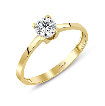 4 Tırnaklı Tektaş Mini Altın Yüzük