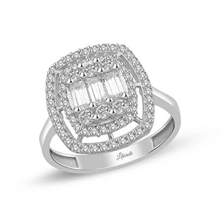 Baget Taşlı Beyaz Altın Yüzük