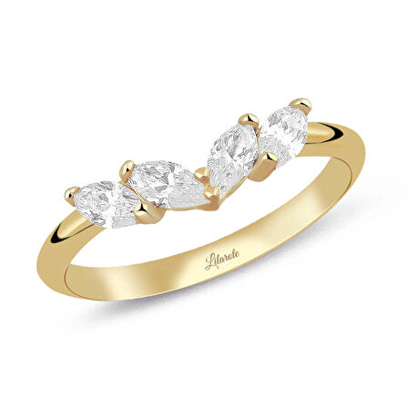 Dört Oval Taşlı Altın Yüzük