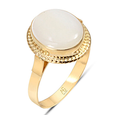 Altın Ay Taşı Nostalji Yüzük (YZK0031)