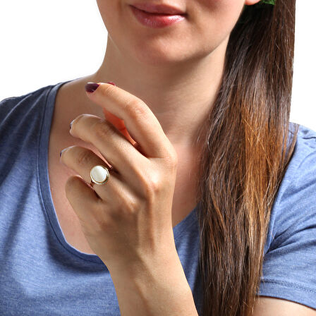 Altın Ay Taşı Nostalji Yüzük (YZK0031)