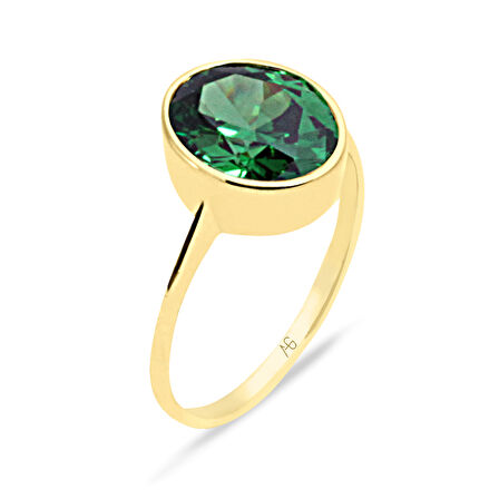 Altın Yeşil Taşlı Yüzük (YZK0116)