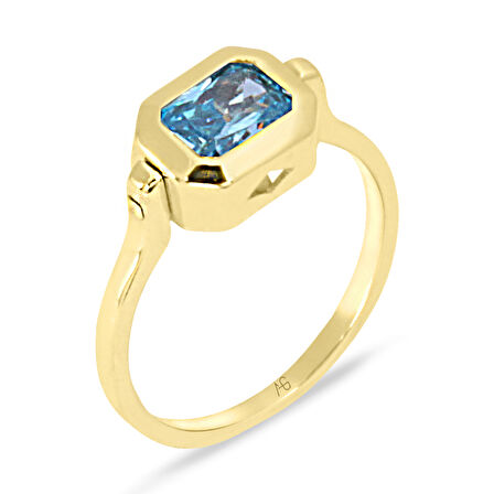 Altın Auqa Marine Taşlı Yüzük (YZK0126)