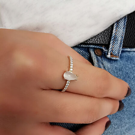 Damla Taşlı Altın Spor Yüzük (YZK0132)