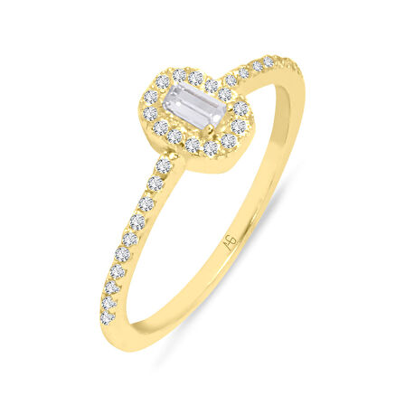 Minimal Tasarım Altın Baget Yüzük (YZK0153)