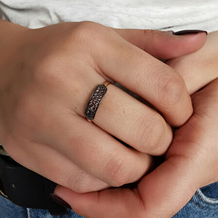 Altın Brown Taşlı Spor Yüzük (YZK0155)