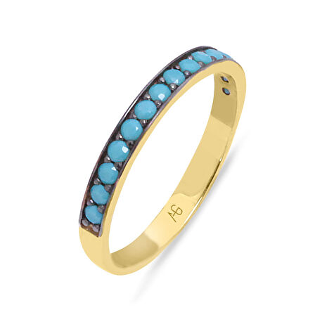 Firuze Taşlı Altın Tek Sıra Spor Yüzük (YZK0156)