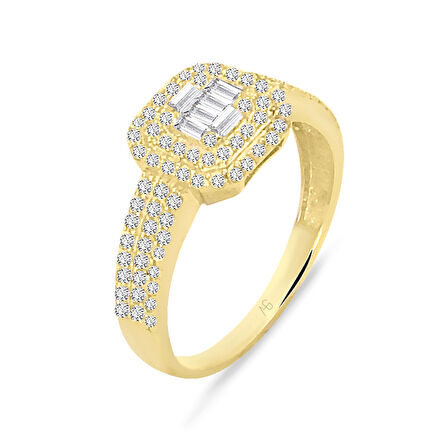 Baget Taşlı Altın Yüzük (YZK0203)