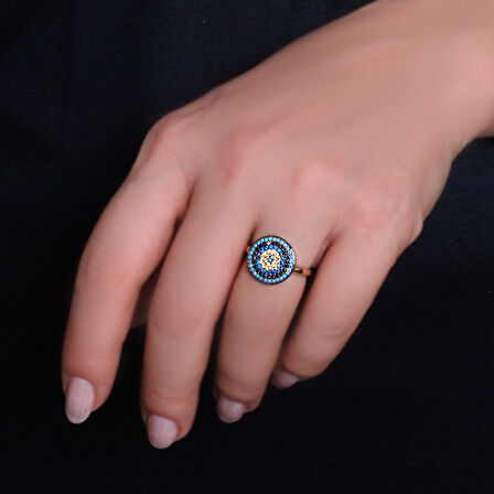 Nazar Boncuğu Altın Yüzük (YZK0213)